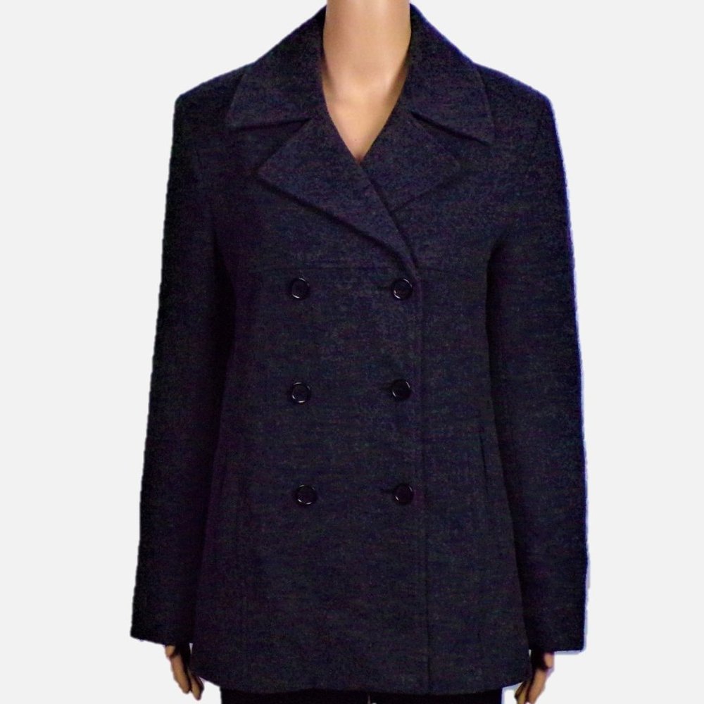 OUTBROOK size S (4/6) charcoal-gray peacoat wool/viscose dry clean only